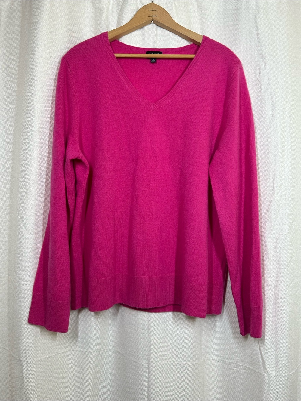 Talbots Pink V-neck 100% Cashmere Sweater Size XL Pullover Women’s